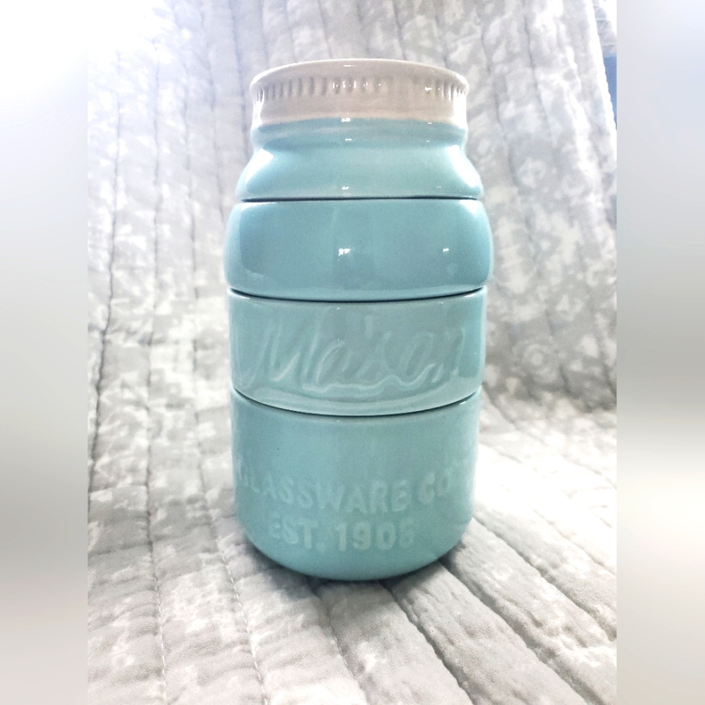 Mason Jar Measuring Cups in Aqua Blue